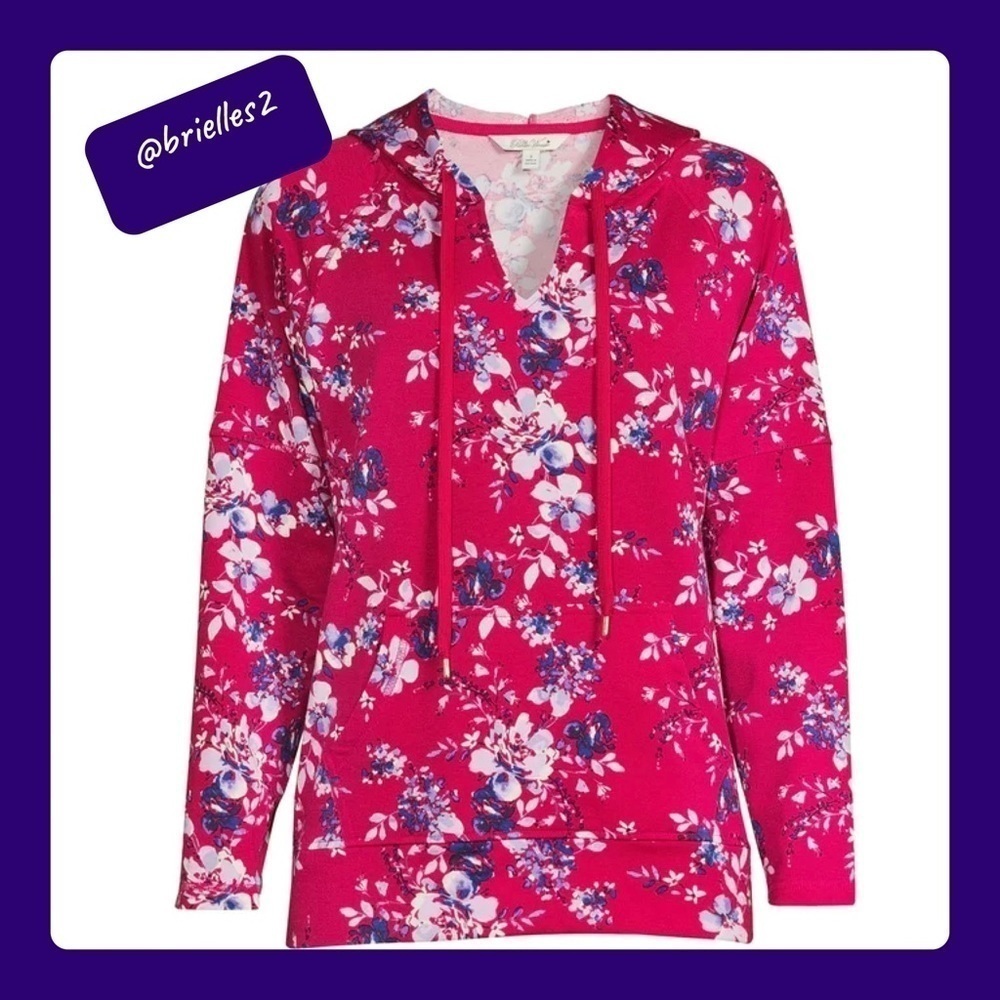 🎠 New The Pioneer Woman Pull Over Hoodie, Womens, Sparkling Merlot Top Shirt